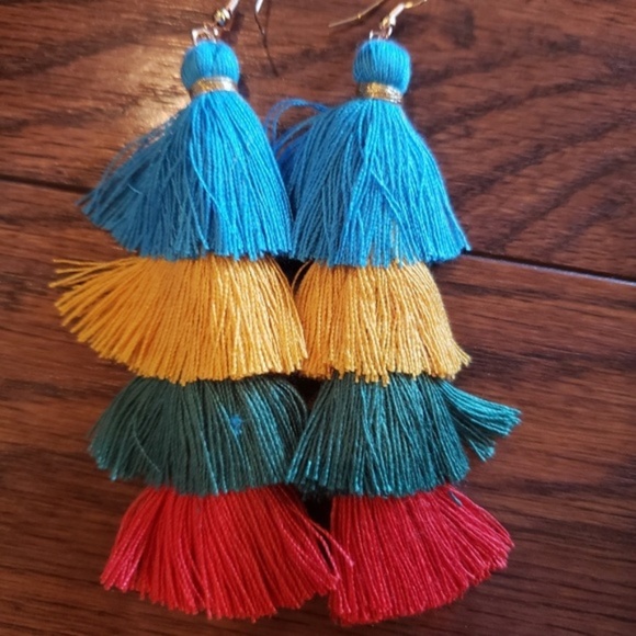 Jewelry - Multi colored boho tassel earrings